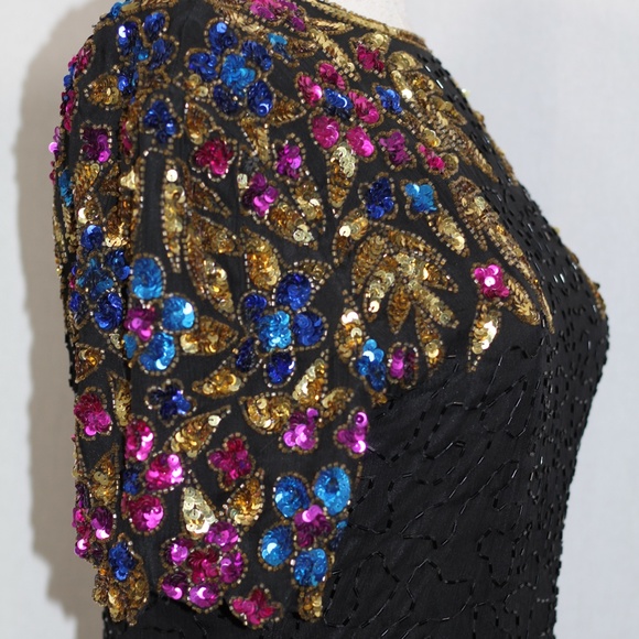Multi Colored Sequin Beaded Dress - Picture 10 of 15